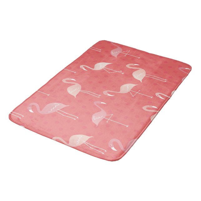 Pink Coral Red Flamingo Seamless Pattern Bath Mat (Angled)