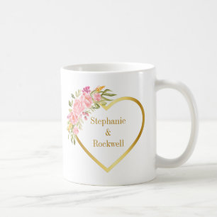 Pink Coral Rose Gold Wedding Gift Coffee Mug