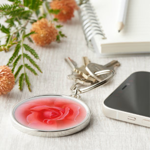 pink coral rose key ring