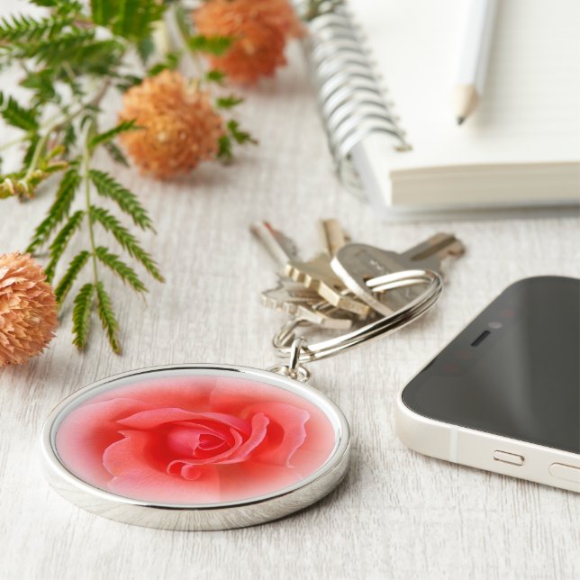 pink coral rose key ring (Side)