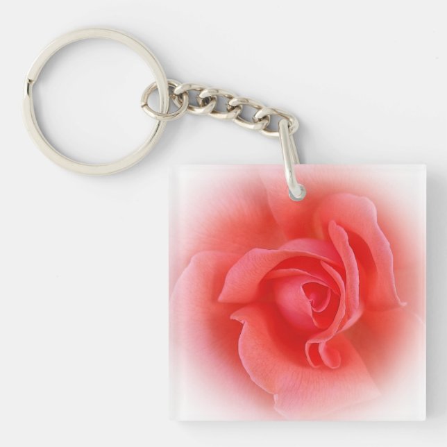 pink coral rose key ring (Front)