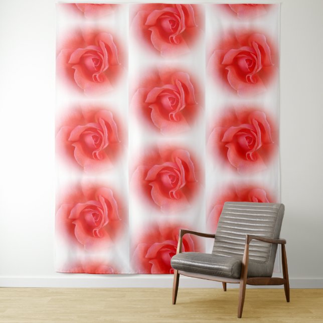 pink coral rose tapestry (In Situ)