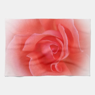 pink coral rose tea towel