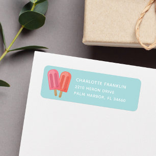 Pink & Coral Summer Popsicle Return Address Label