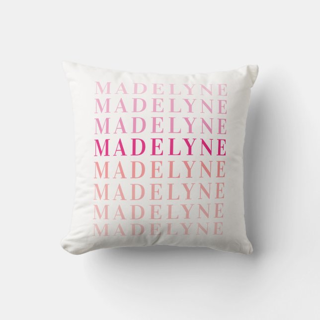 Pink Coral Typography Personalised Name Cushion (Front)