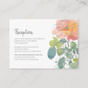 Pink Coral Watercolor Floral Boho Wedding Enclosure Card