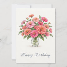 Pink Coral Zinnias Birthday