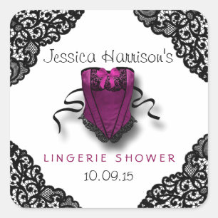 Pink Corset & Black Lace Lingerie Shower Stickers
