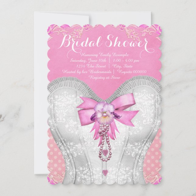 Pink Corset Bridal Shower Invitation (Front)