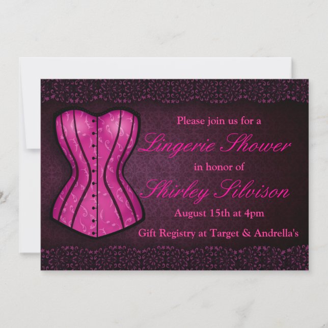 Pink Corset Lingerie Bridal Shower Invitation (Front)