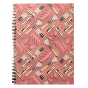 Pink Cosmetics Pattern Glitter  Notebook