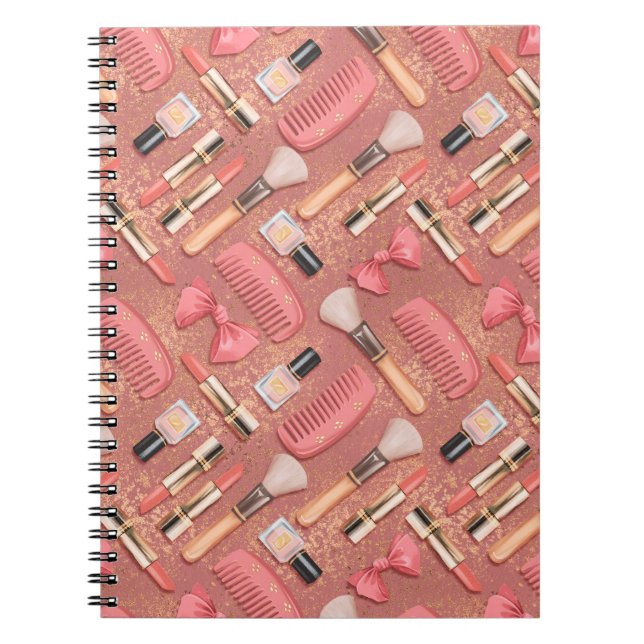 Pink Cosmetics Pattern Glitter  Notebook (Front)