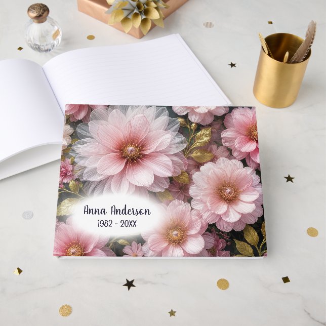 Pink Cosmos Abstract Collection Guest Book (Front Open)