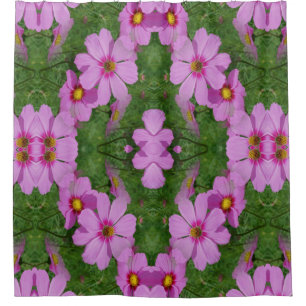 Pink Cosmos Daisy Flowers Abstract Nature  Shower Curtain