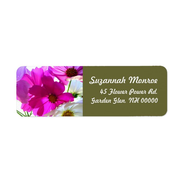 Pink Cosmos Floral Address Labels (Front)