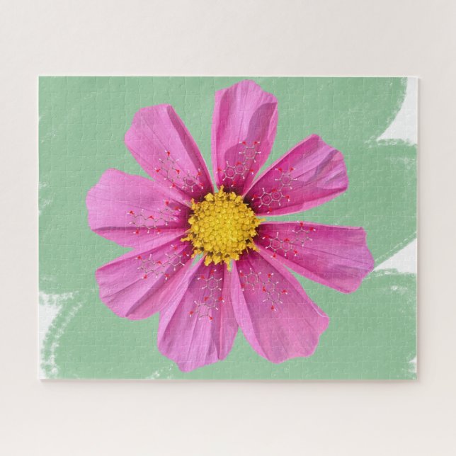 Pink Cosmos Flower Chemistry Puzzle (Horizontal)