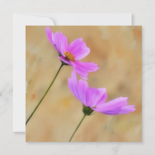 Pink Cosmos Flower Floral Art Flat Note Card