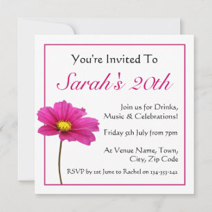 Pink Cosmos Flower Invitation