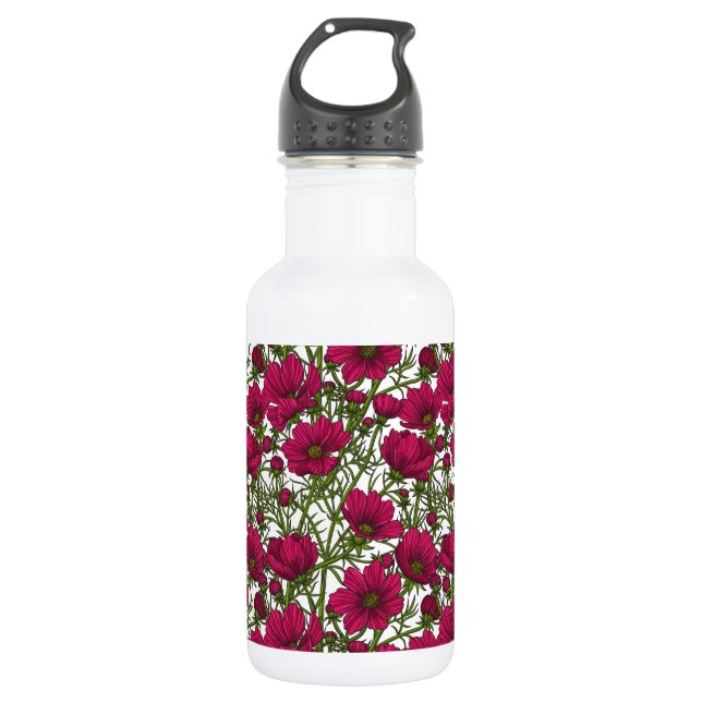 Pink Cosmos flowers 532 Ml Water Bottle (Front)
