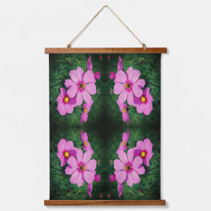 Pink Cosmos Flowers Abstract Hanging Tapestry