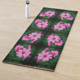 Pink Cosmos Flowers Abstract Yoga Mat