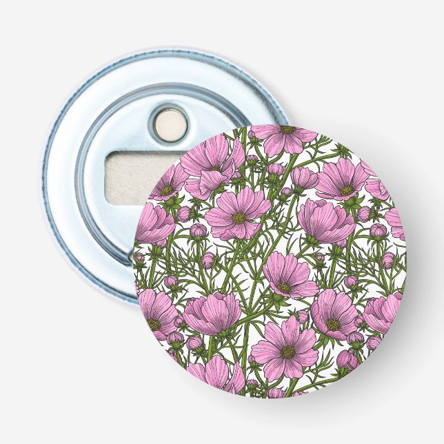 Pink Cosmos flowers Bottle Opener (Front)