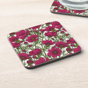 Pink Cosmos flowers Coaster