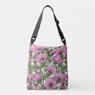 Pink Cosmos flowers Crossbody Bag