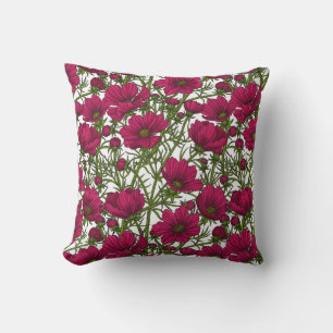 Pink Cosmos flowers Cushion