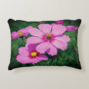 Pink Cosmos Flowers  Decorative Cushion