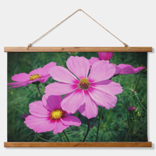 Pink Cosmos Flowers Hanging Tapestry