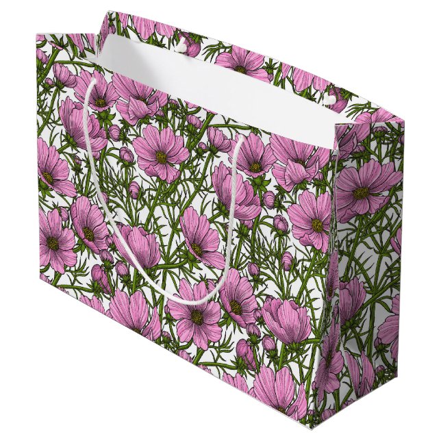Pink Cosmos flowers Large Gift Bag (Back Angled)