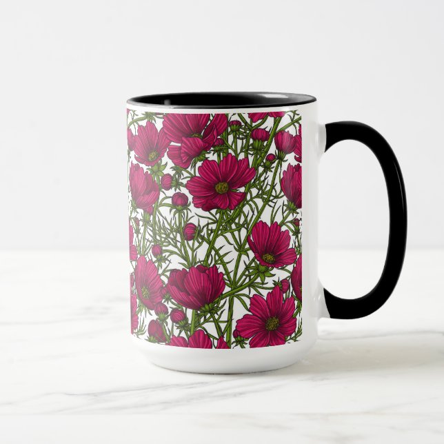 Pink Cosmos flowers Mug (Right)