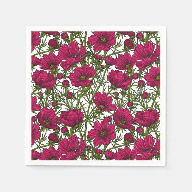 Pink Cosmos flowers Napkin (Front)