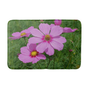Pink Cosmos Flowers Nature Bath Mat