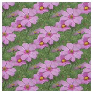 Pink Cosmos Flowers Nature Floral Pattern Fabric