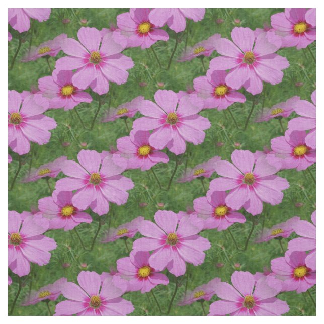 Pink Cosmos Flowers Nature Floral Pattern Fabric (Swatch)