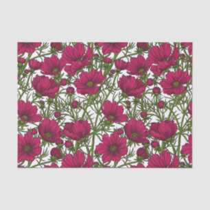 Pink Cosmos flowers Tissue Paper