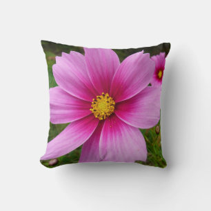 Pink Cosmos Flowers Wildflower Cushion