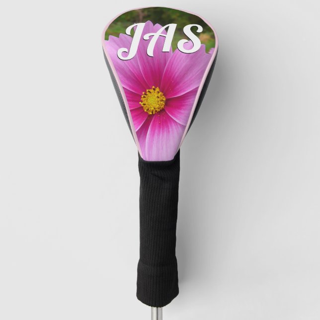 Pink Cosmos Flowers Wildflower Golf Head Cover (Front)