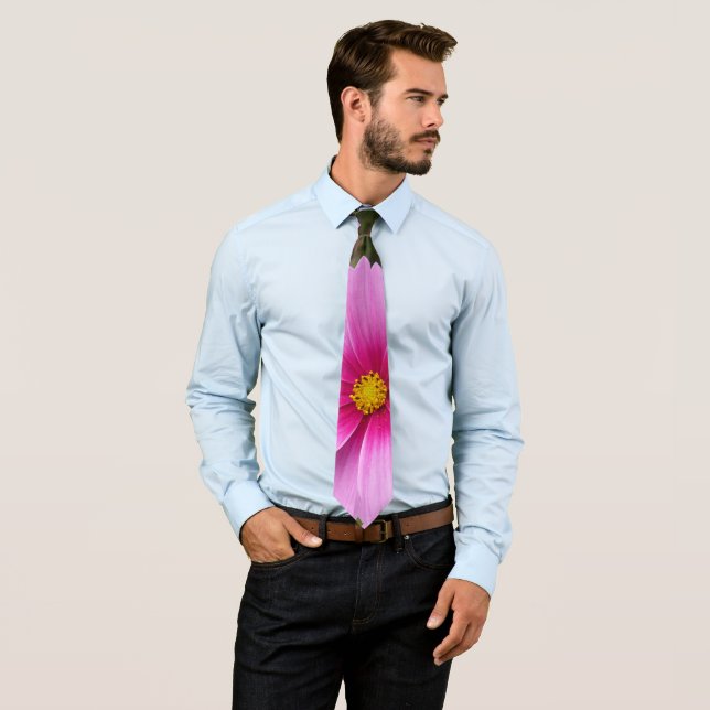 Pink Cosmos Flowers Wildflower Tie (In Situ)