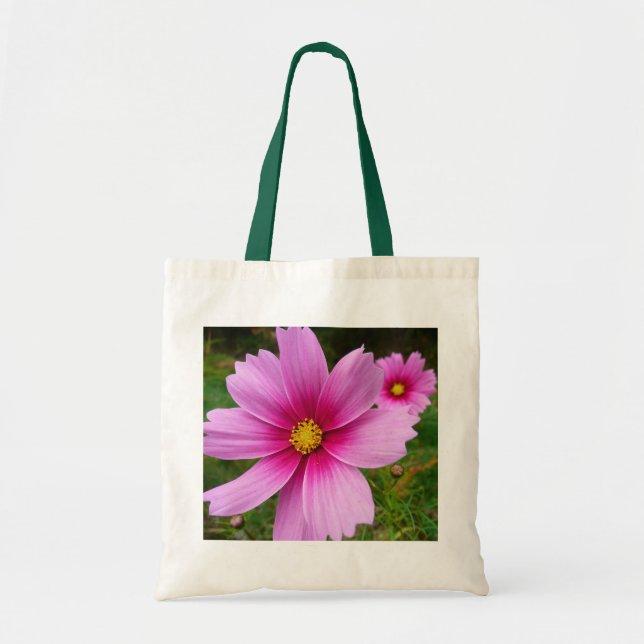 Pink Cosmos Flowers Wildflower Tote Bag (Front)