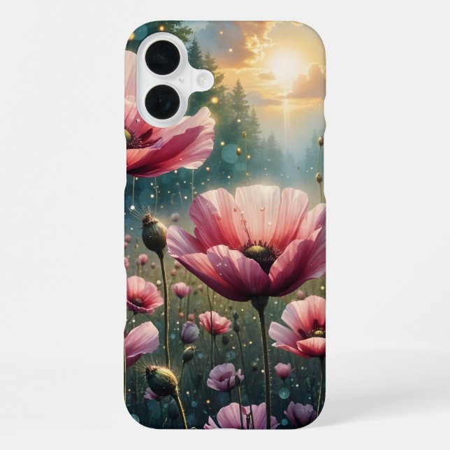 Pink Cosmos Sunrise Landscape iPhone Case (Back)