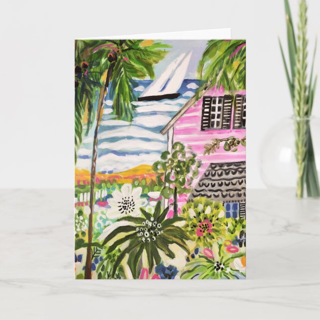 Pink Cottage by the Bay I Card (Front)