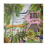 Pink Cottage by the Bay I Ceramic Tile<br><div class="desc">Pink Cottage by the Bay I by Karen Fields</div>