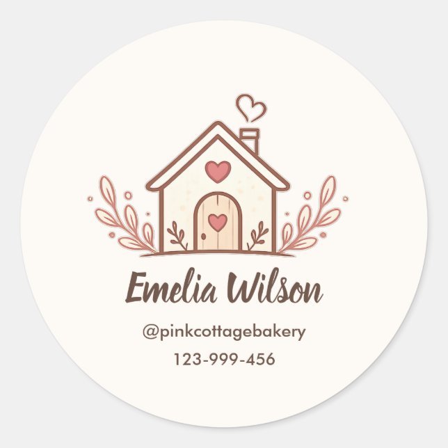 Pink Cottage Home Bakery  Classic Round Sticker (Front)