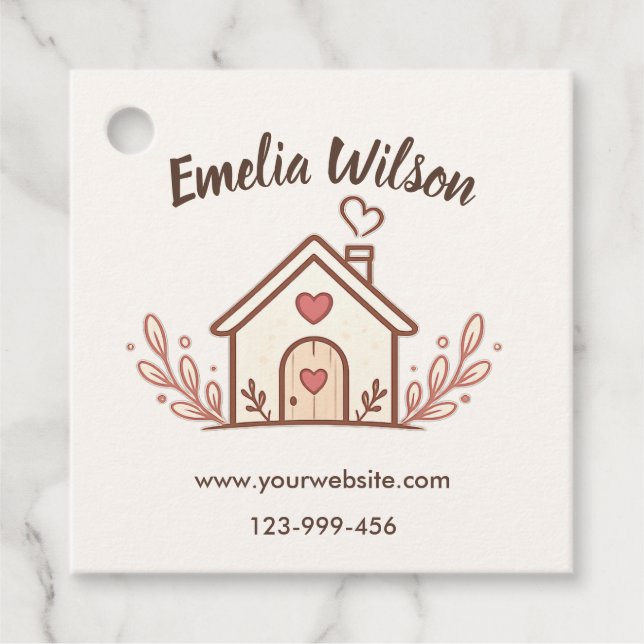 Pink Cottage Home Bakery  Favour Tags (Front)