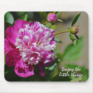 Pink Cottage Peony Flower Motivation Mouse Pad