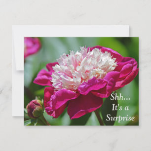 Pink Cottage Peony Flower Surprise 100th Birthday Invitation