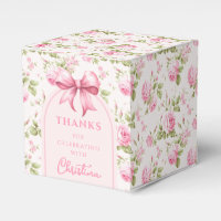 Pink Cottage Rose with Bow Coquette | Thank You